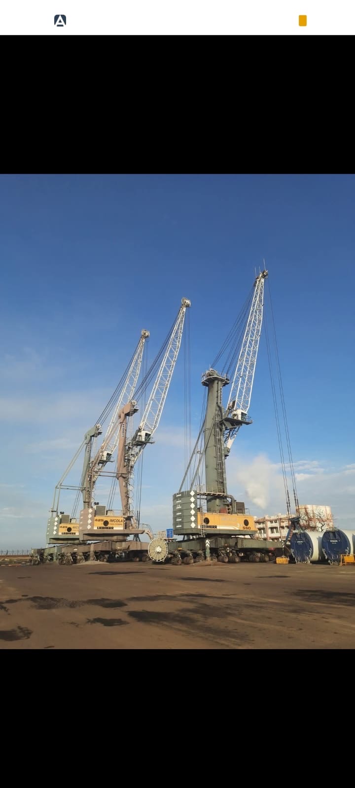 Liebherr harbour crane fleet on the quay